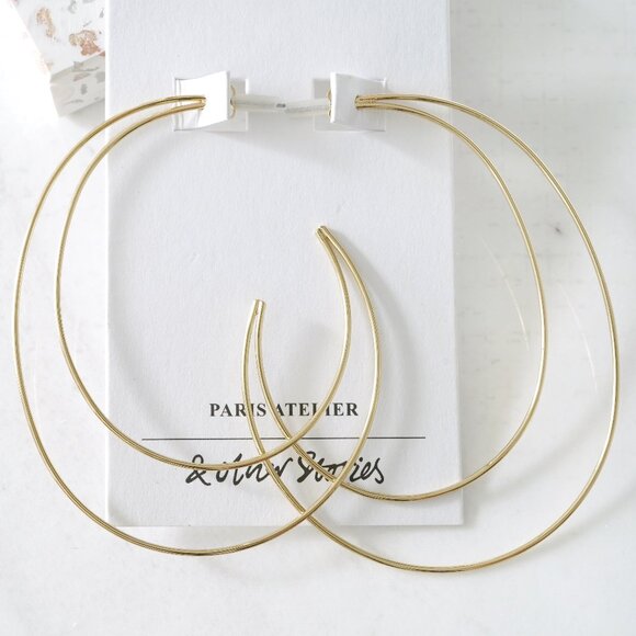 & Other Stories Gold Wire Crescent Hoop Earrings - Picture 1 of 5